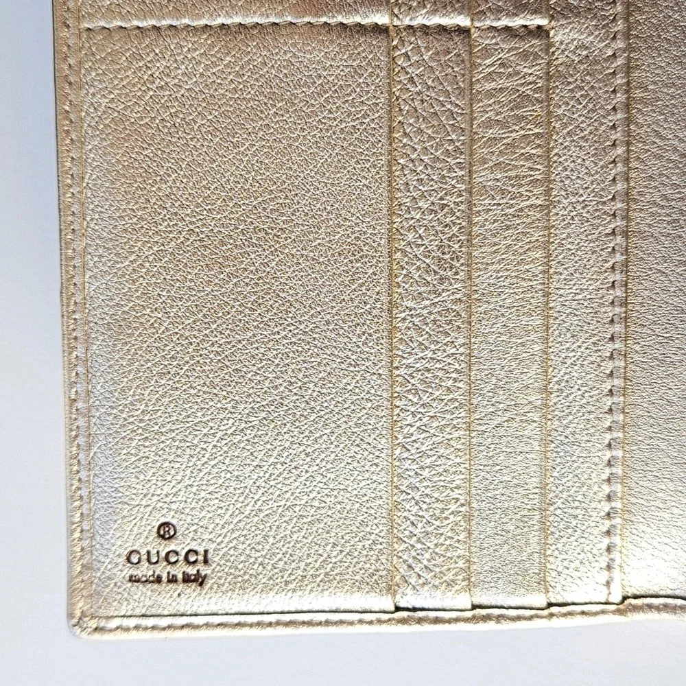 Gucci Abbey D-Ring Long Wallet GG Monogram Canvas Metallic Gold - Picture 4 of 15